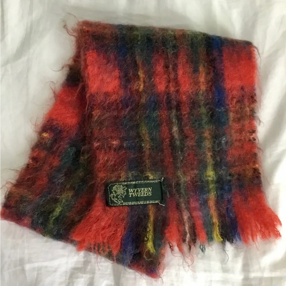 Wyvern Tweeds Red Multicolor Mohair-Blend Scarf